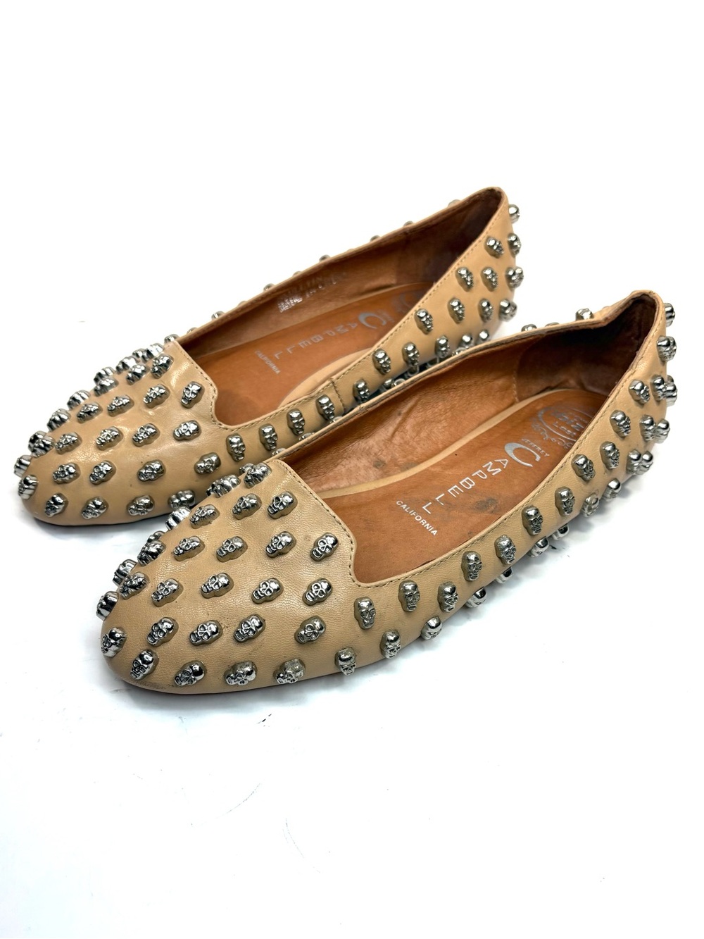 Jeffrey Campbell Studded Skull Leather Flats | 7.5